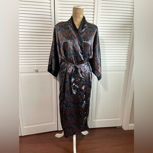 Sedú Paisley, satin robe size L vintage